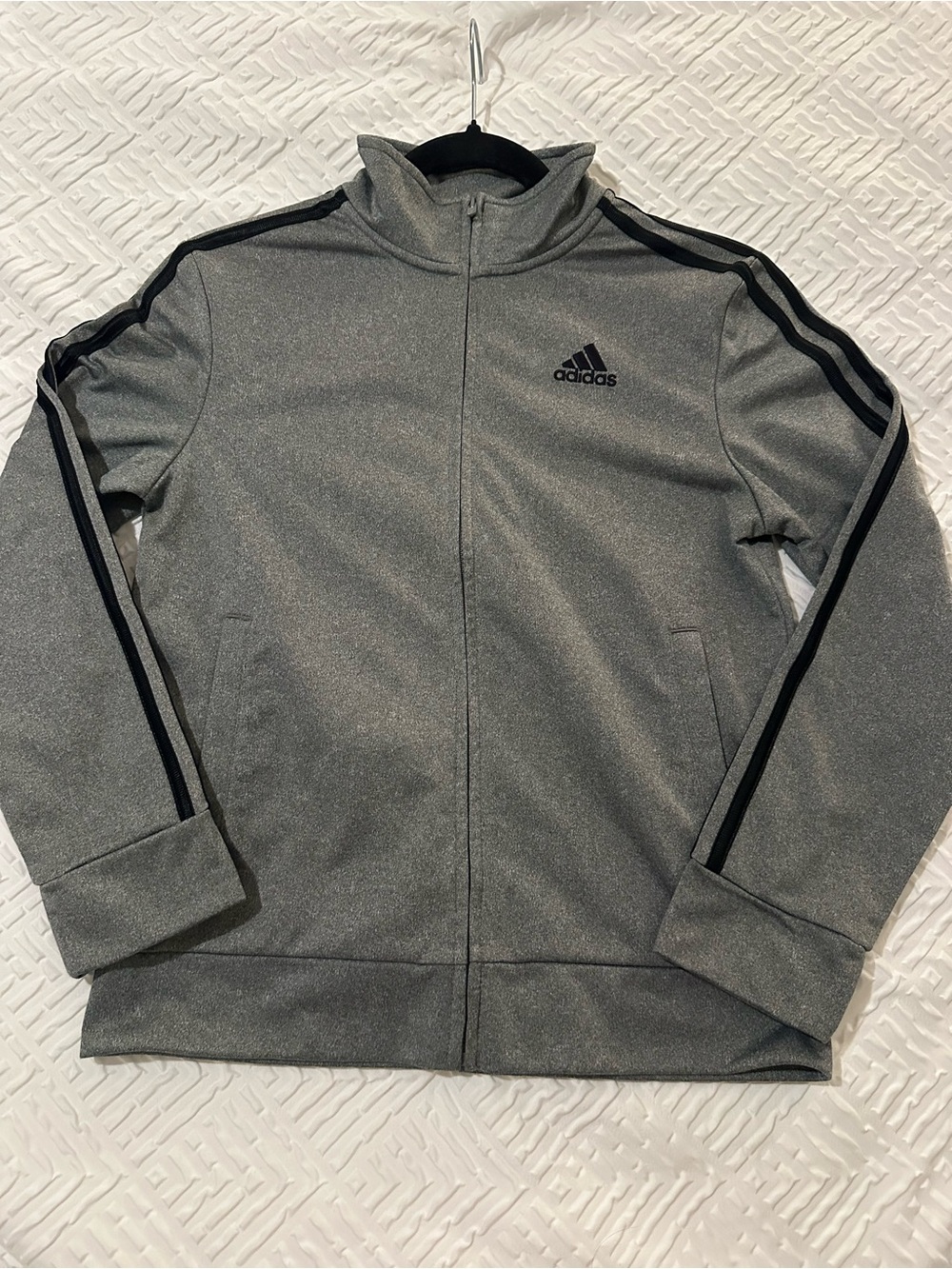adidas Gray Track Jacket with Black Shoulder Stripes